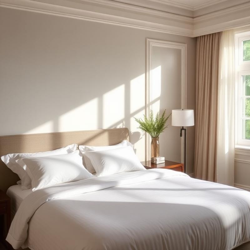 King bedroom with linen sheets